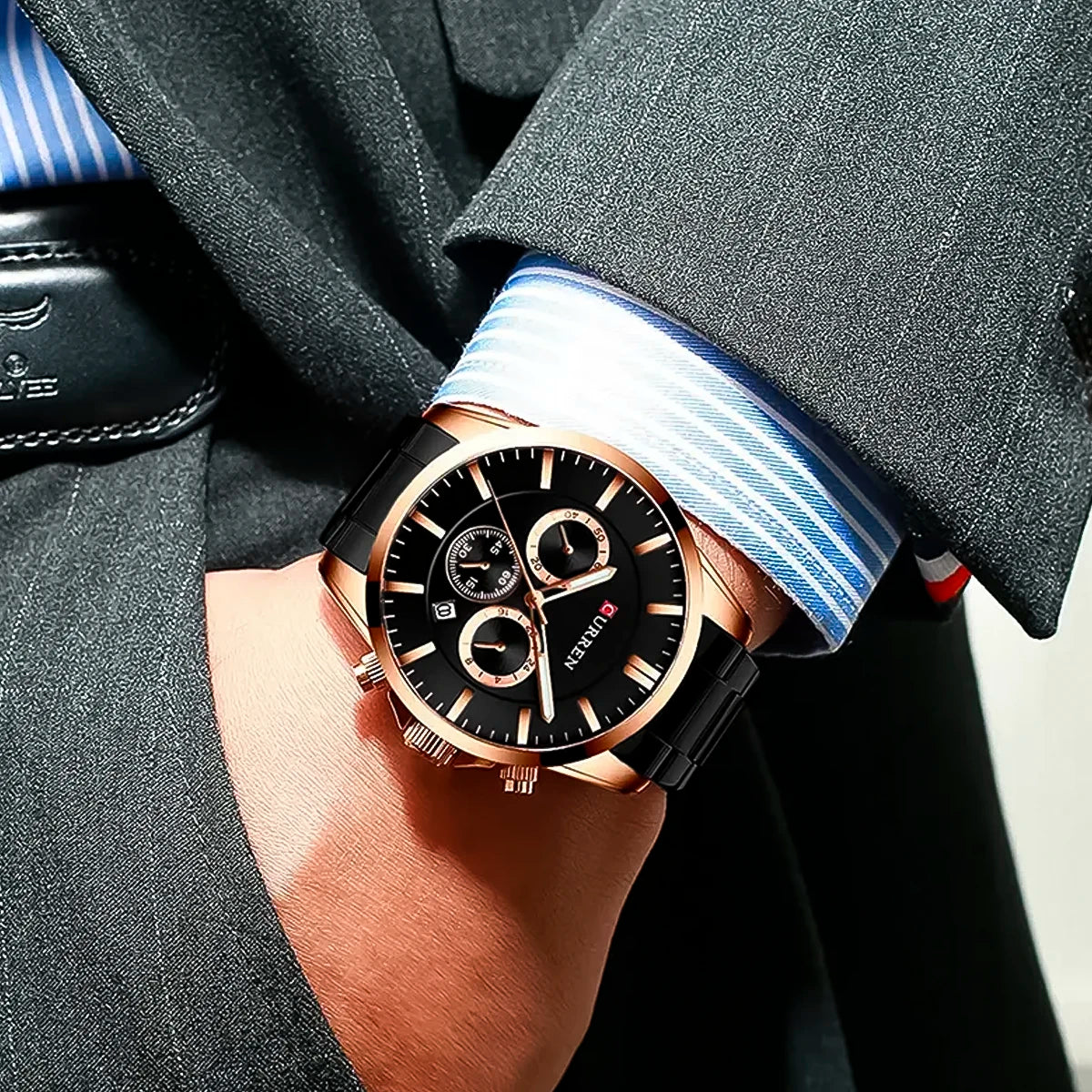Reloj Curren Hombre Acero Negro | CUR-19