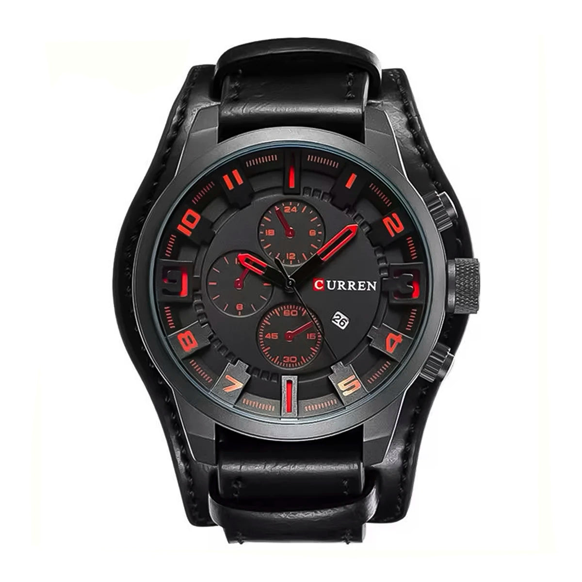 Reloj Curren Hombre Doble Cuero Negro | CUR-2