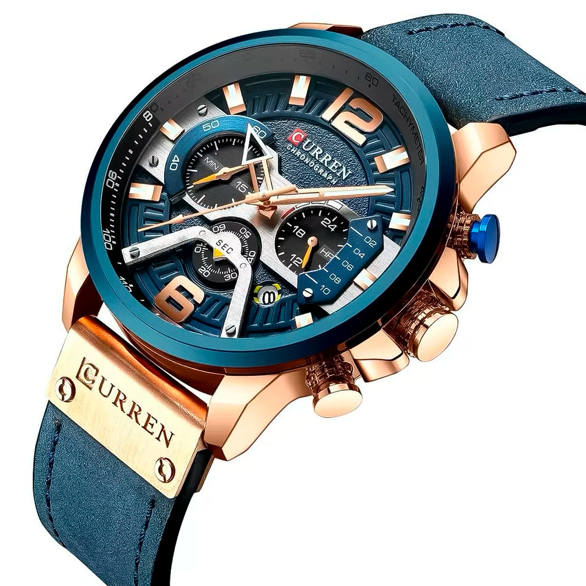 RELOJ CURREN CUERO AZUL CUR-3