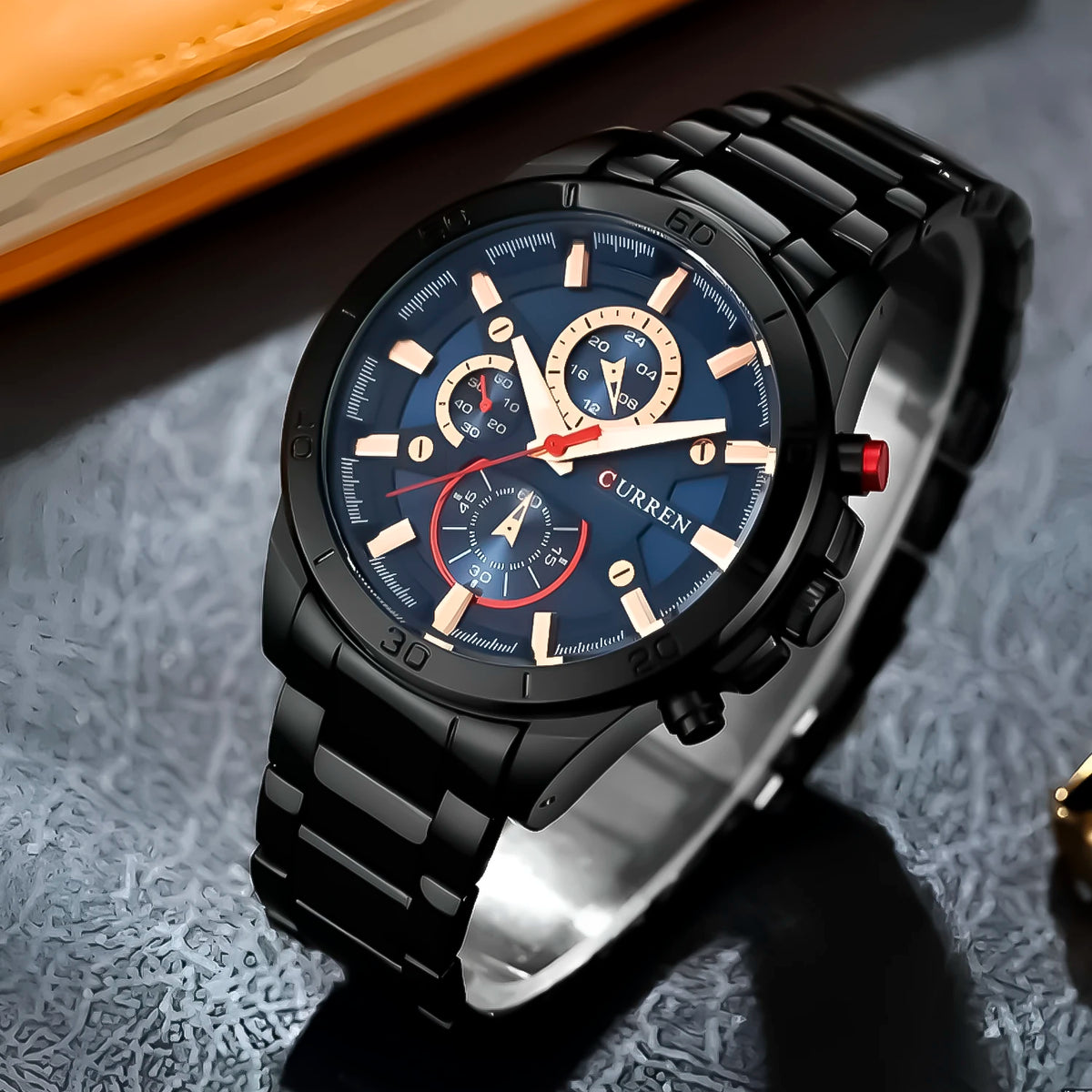 RELOJ CURREN ACERO PLATEADO CON AZUL CUR-36