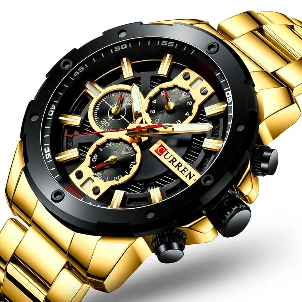 RELOJ CURREN ACERO DORADO-NEGRO CUR-42