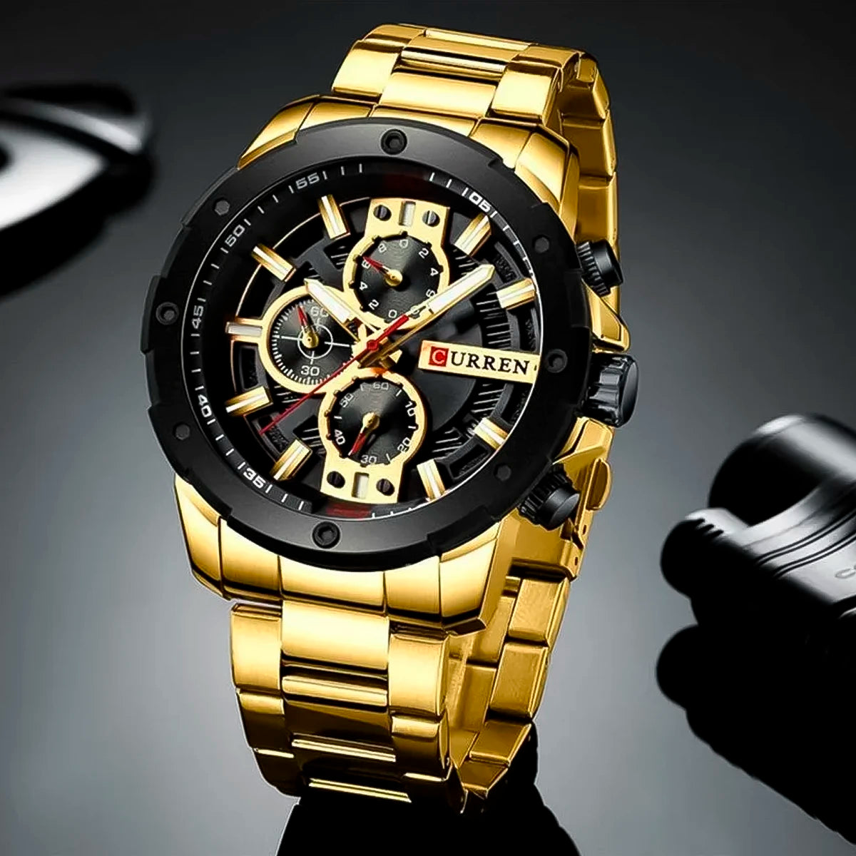 RELOJ CURREN ACERO DORADO-NEGRO CUR-42