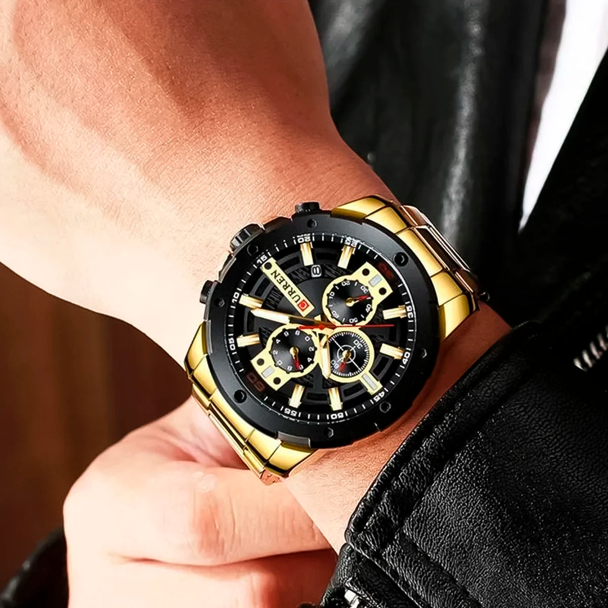 RELOJ CURREN ACERO DORADO-NEGRO CUR-42