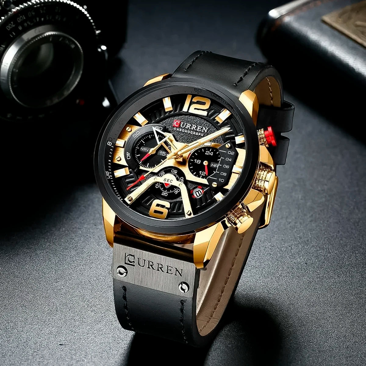 Reloj Curren Hombre Cuero Negro | CUR-4