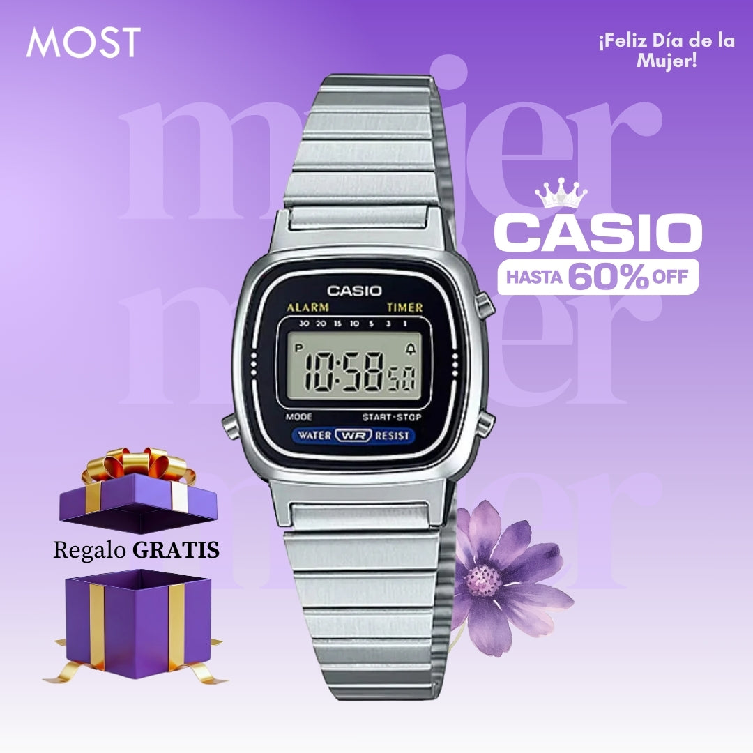 Reloj Casio LA670WA-1DF Mujer Acero Plateado