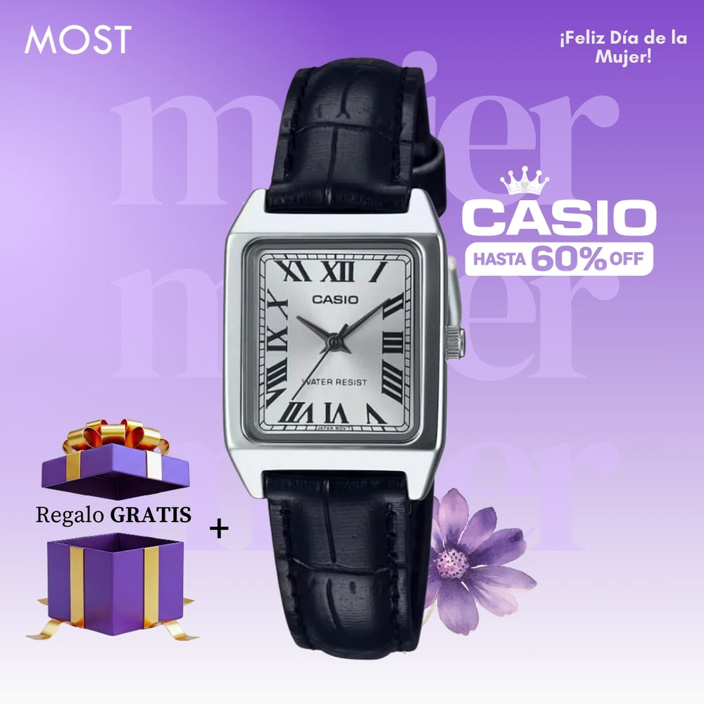 Reloj Casio LTP-V007L-7B1 Mujer Cuero Negro