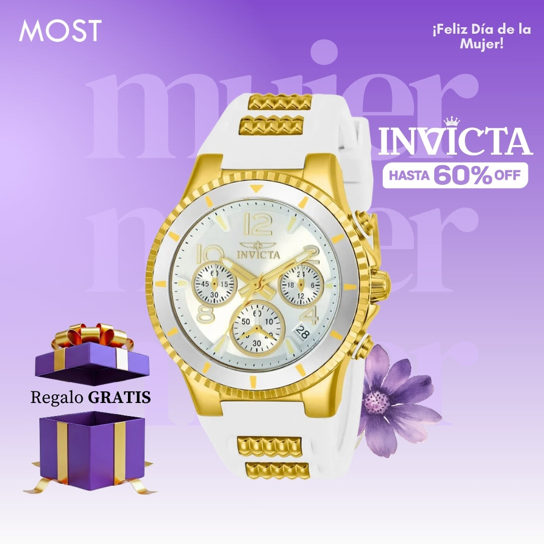 Reloj Invicta Blu Lady 24187 Mujer Blanco y Dorado