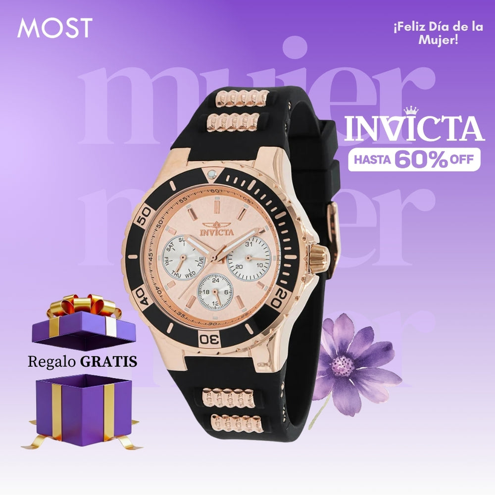 Reloj Invicta Aviator Lady 37318 Mujer Deportivo Negro