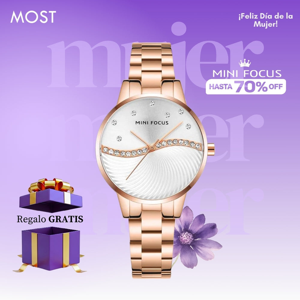 Reloj Minifocus MIN-M-8 Mujer Acero Oro Rosa
