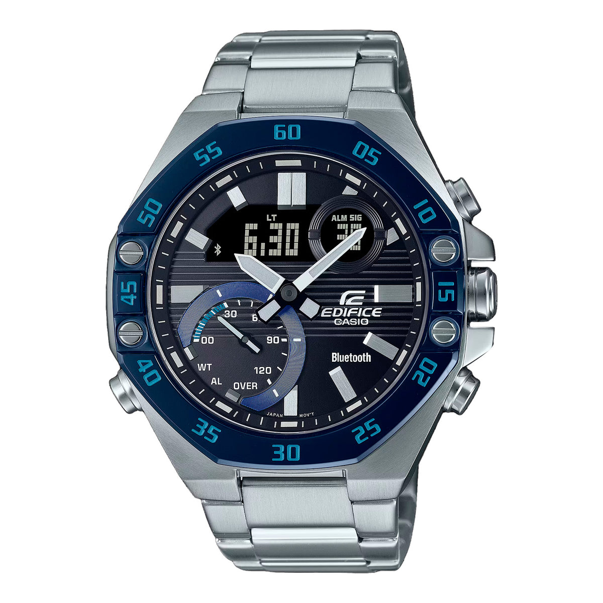 RELOJ CASIO PLATEADO-AZUL ECB-10DB-1BDF EDF-19