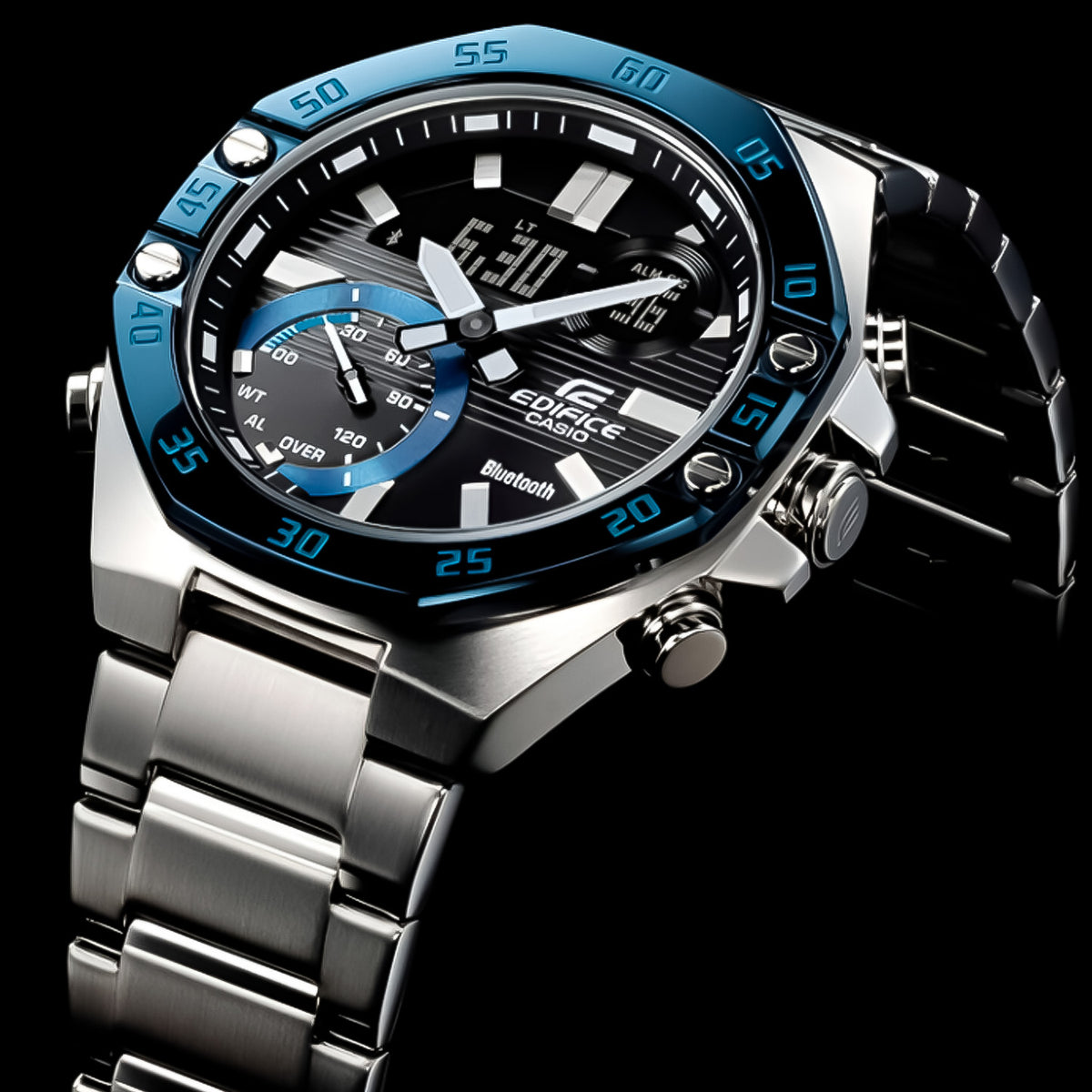 RELOJ CASIO PLATEADO-AZUL ECB-10DB-1BDF EDF-19