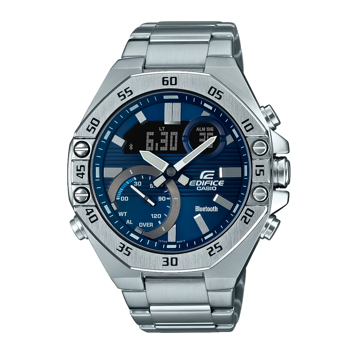 RELOJ CASIO PLATEADO CON AZUL ECB-10D-2A EDF-4