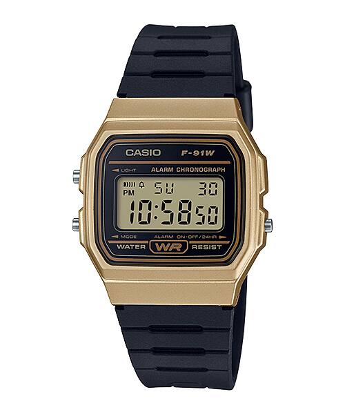 RELOJ CASIO NEGRO CON DORADO F-91WM-9ADF CAS-83