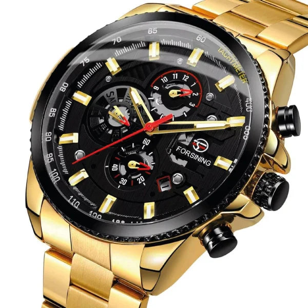 RELOJ FORSINING AUTOMÁTICO ACERO GOLD FOR-8