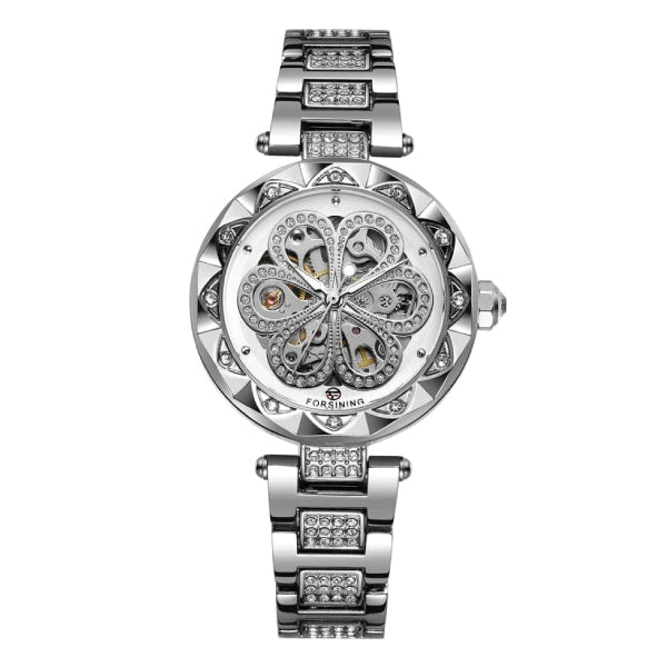 Reloj Forsining automático FOR-M-2 en acero plateado, elegante y moderno, ideal para la mujer actual.