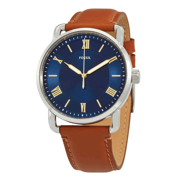 RELOJ FOSSIL PLATEADO CON AZUL Y CUERO FS5661 FOS-31