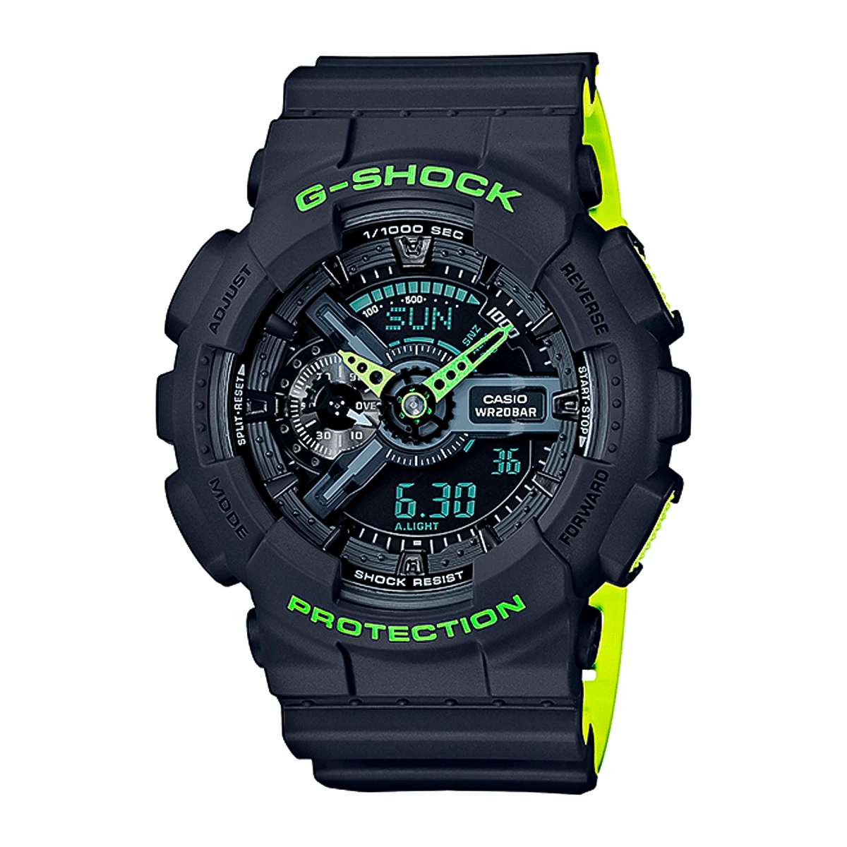 RELOJ G-SHOCK NEGRO CON VERDE G-S-1