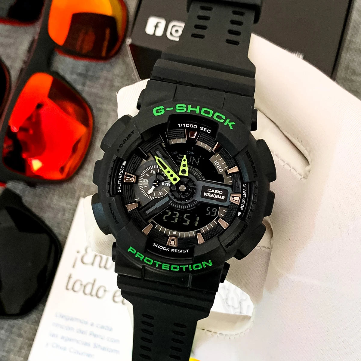 RELOJ G-SHOCK NEGRO CON VERDE G-S-1