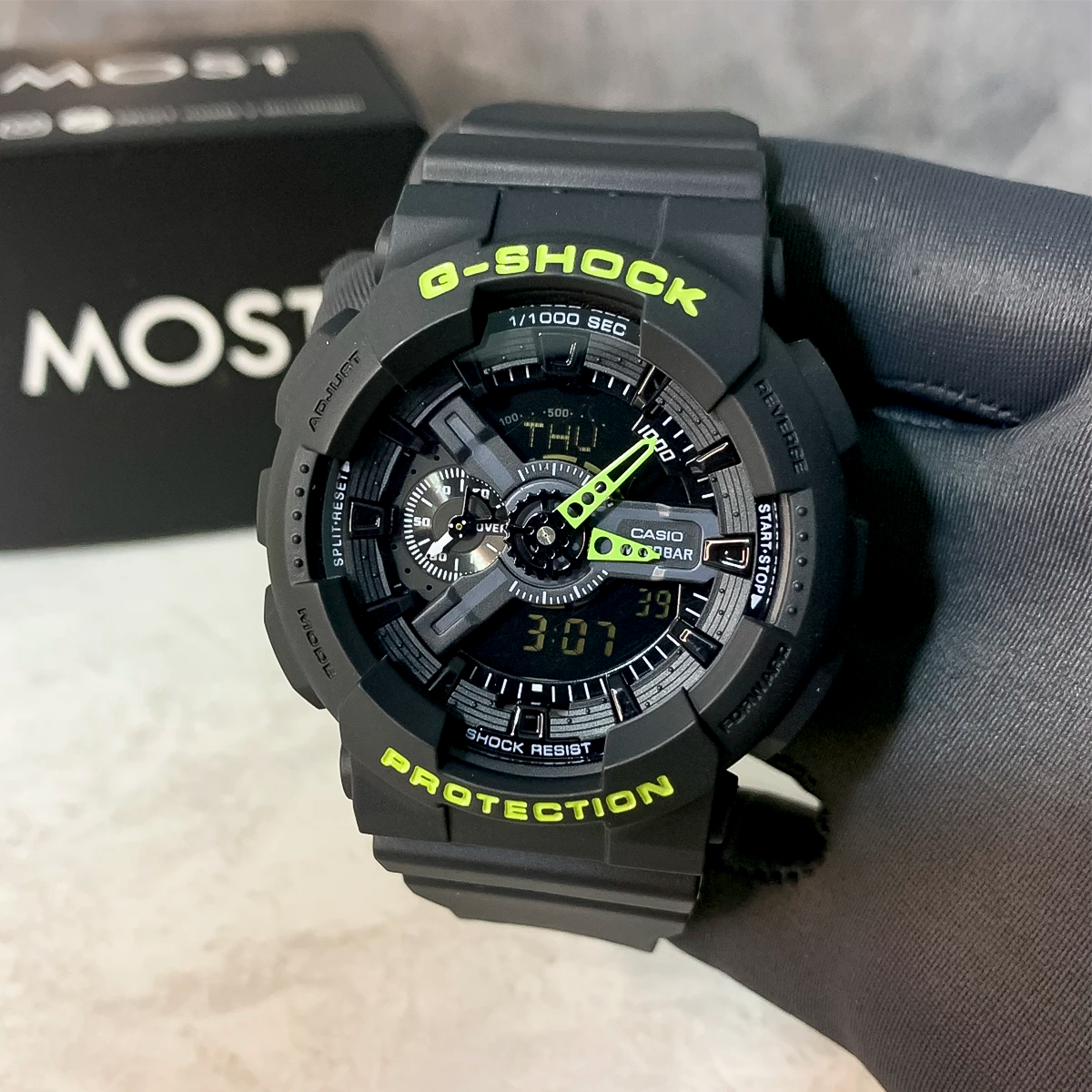 RELOJ G-SHOCK NEGRO CON VERDE G-S-1