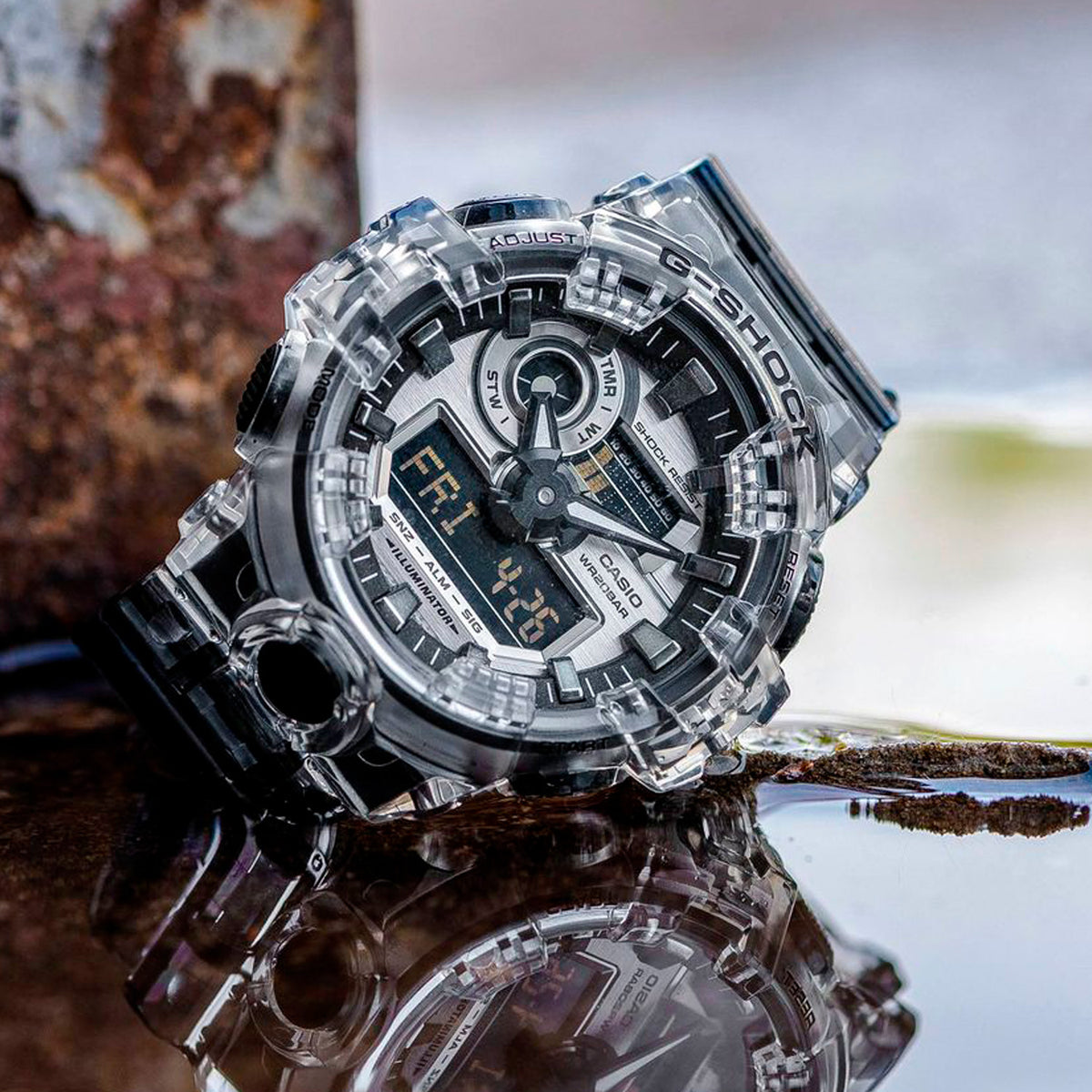 RELOJ G-SHOCK TRANSPARENTE CON NEGRO G-S-30