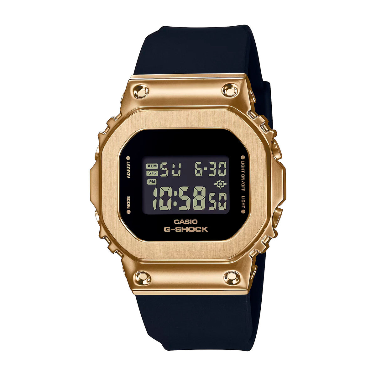 RELOJ G-SHOCK NEGRO CON DORADO G-S-M-6