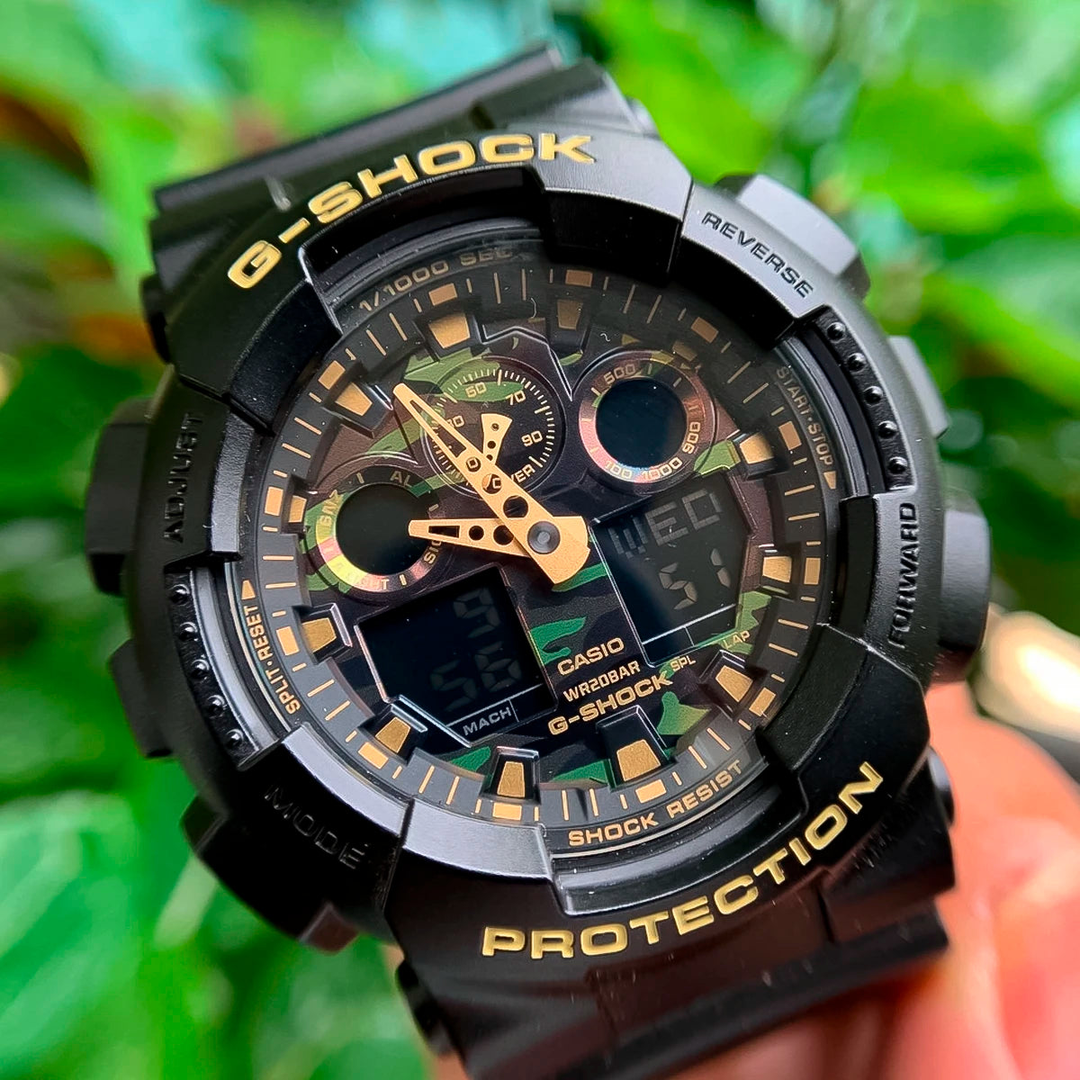 RELOJ G-SHOCK NEGRO CON CAMUFLAJE GA-100CF-1A9 G-SK-107