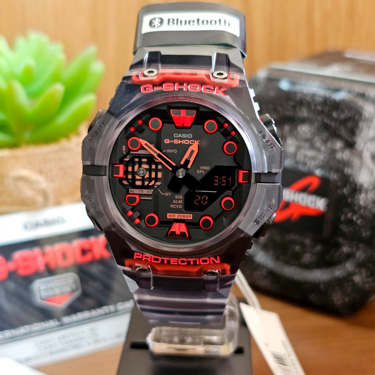 RELOJ G-SHOCK NEGRO CON ROJO TRANSLÚCIDO GA-B001G-1A G-SK-111