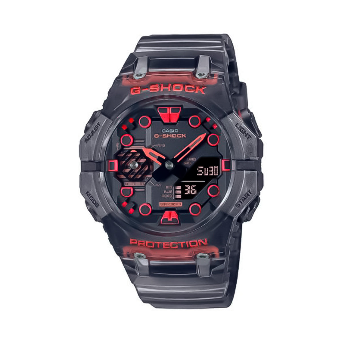 RELOJ G-SHOCK NEGRO CON ROJO TRANSLÚCIDO GA-B001G-1A G-SK-111