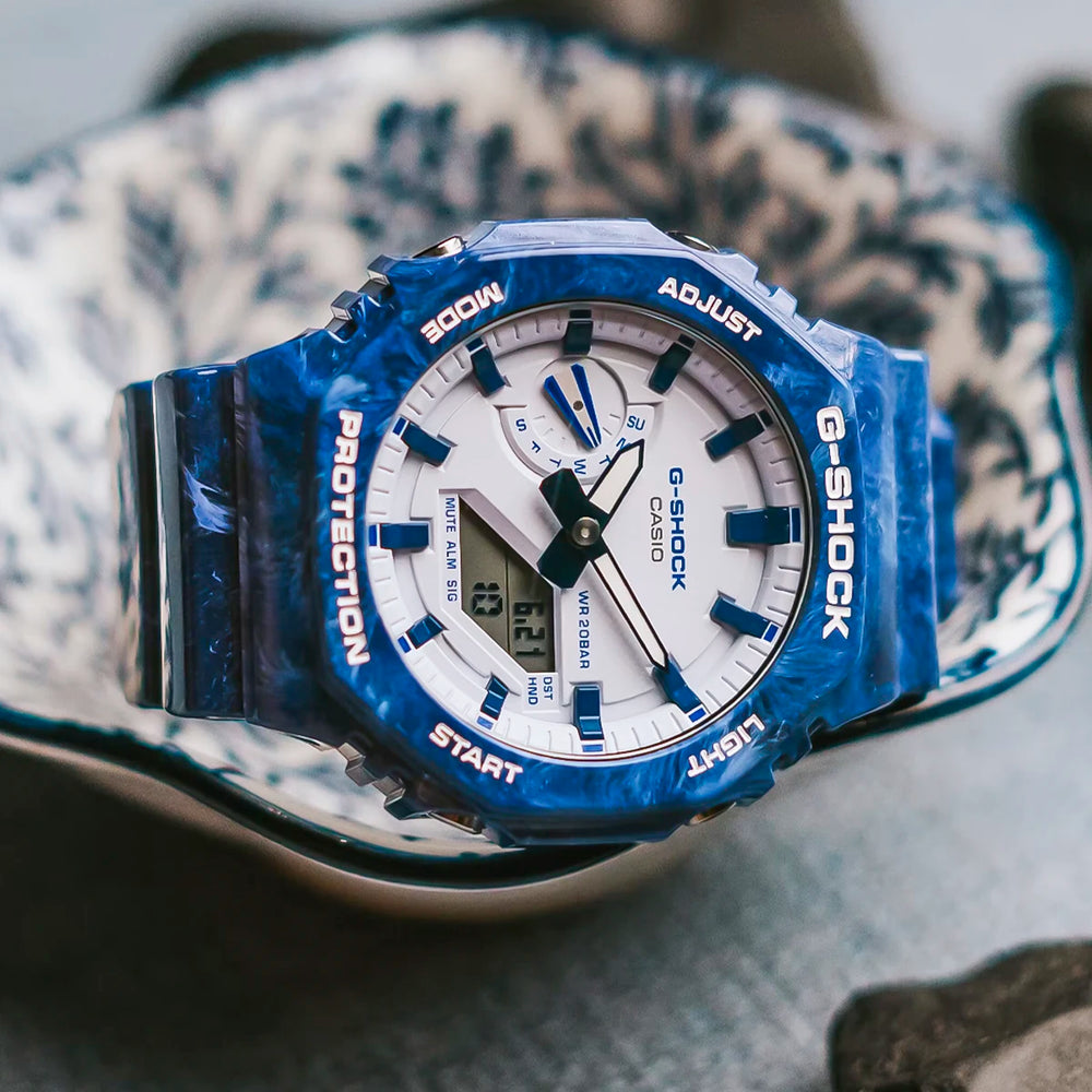 Reloj G-Shock GA-2100BWP-2A Hombre Resina Azul