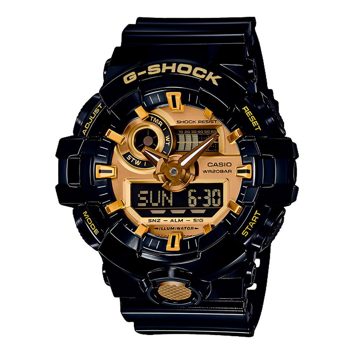 RELOJ G-SHOCK NEGRO DORADO GA-710GB-1ACR G-SK-179