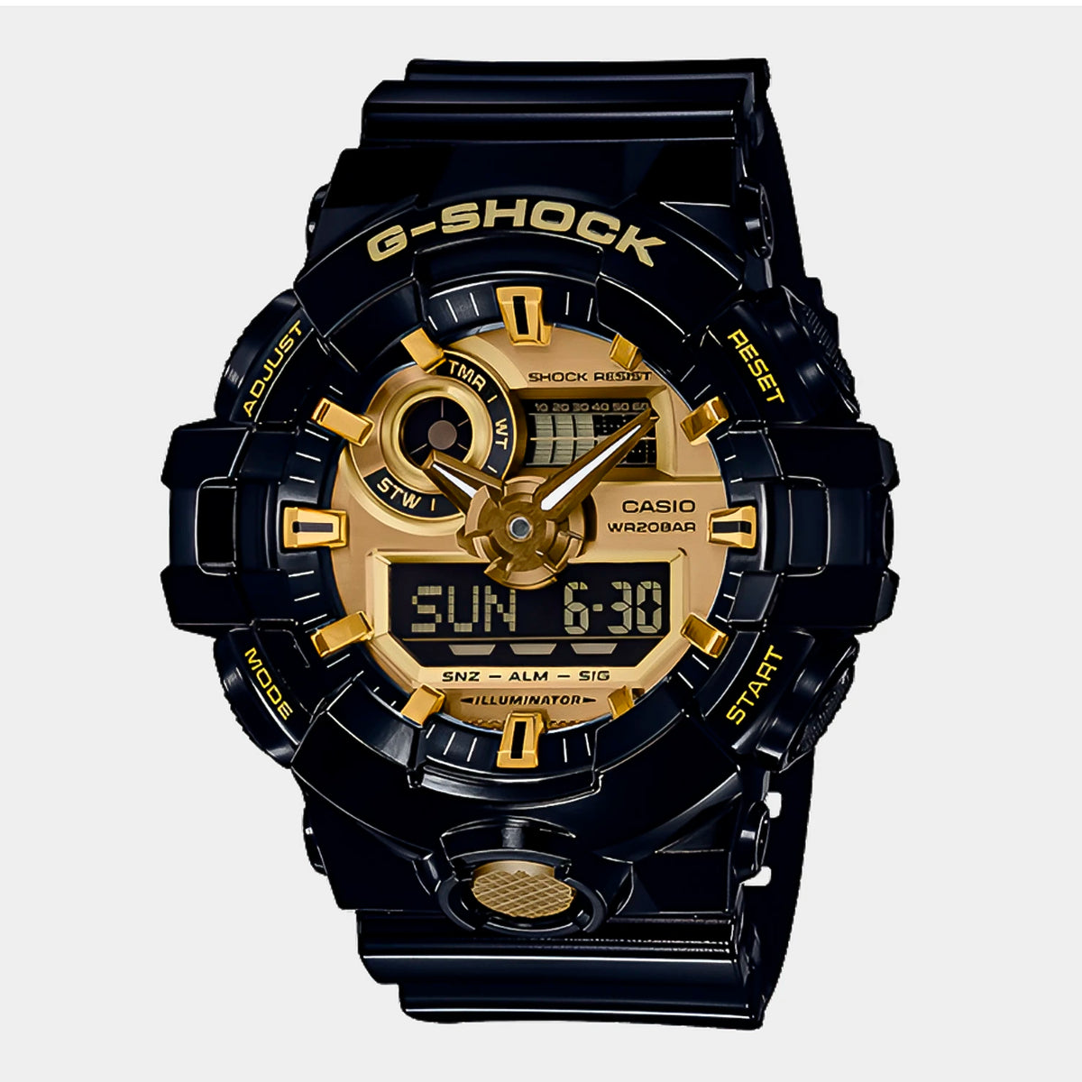 RELOJ G-SHOCK NEGRO DORADO GA-710GB-1ACR G-SK-179