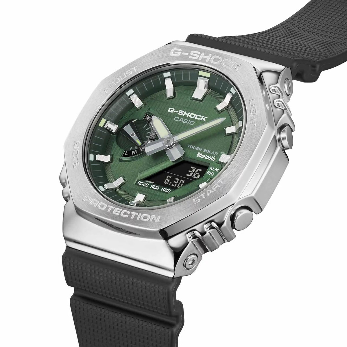 RELOJ G-SHOCK VERDE CON PLATEADO GBM-2100A-1A3 G-SK-192