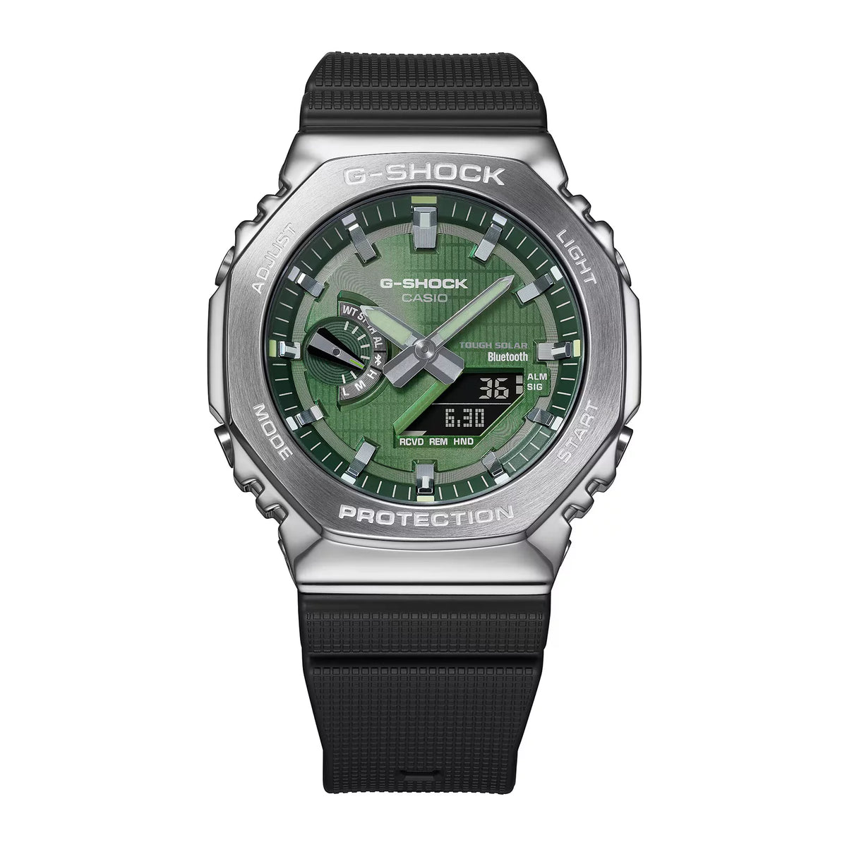 RELOJ G-SHOCK VERDE CON PLATEADO GBM-2100A-1A3 G-SK-192