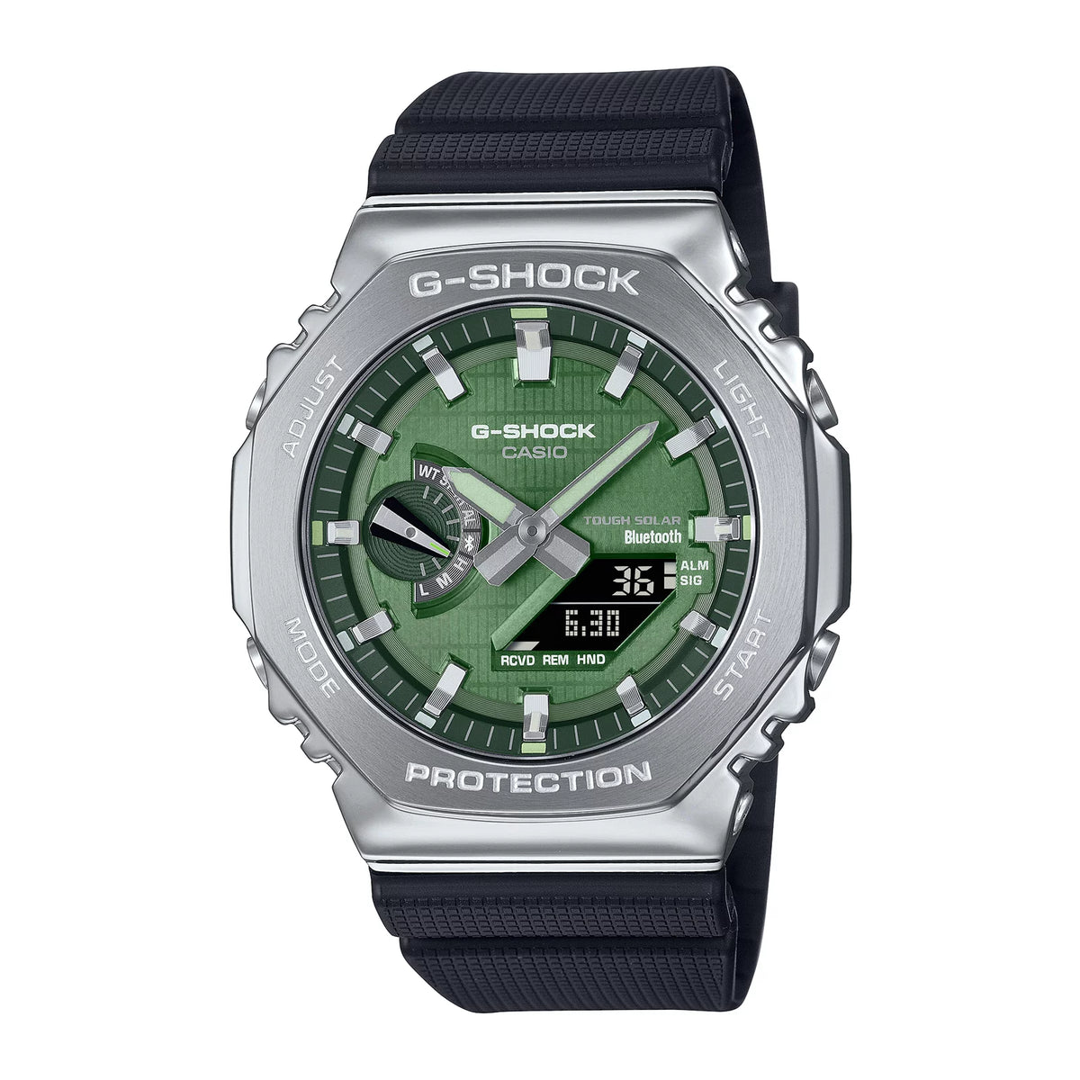 RELOJ G-SHOCK VERDE CON PLATEADO GBM-2100A-1A3 G-SK-192