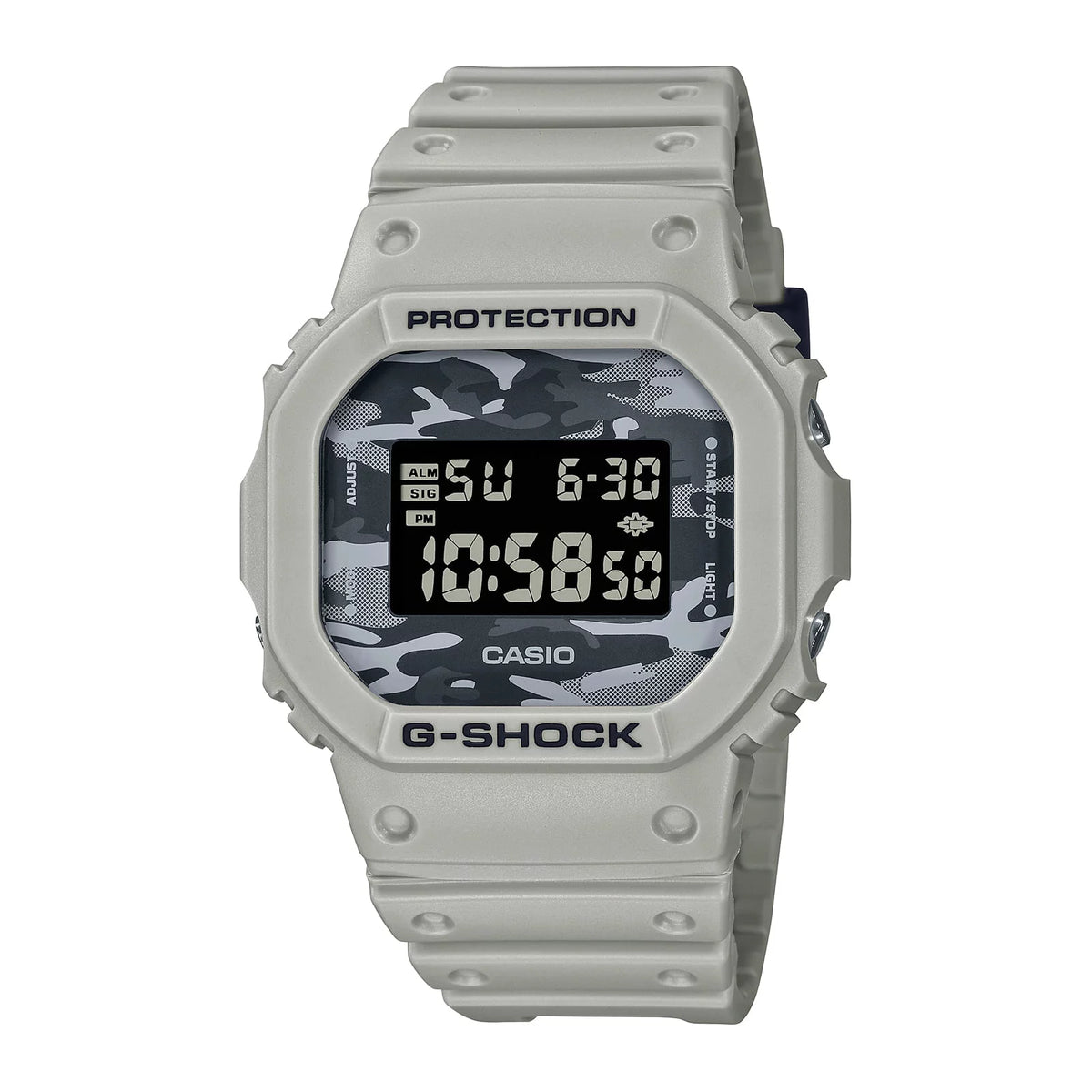 RELOJ G-SHOCK GRIS CON CAMUFLAJE DW-5600CA-8D G-SK-48