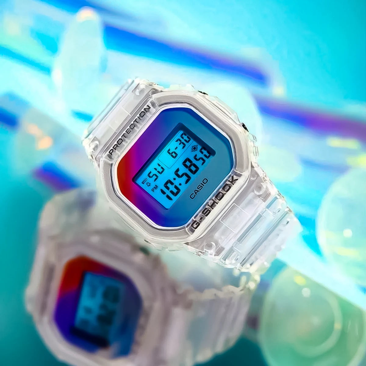 RELOJ G-SHOCK TRANSPARENTE MULTICOLOR DW-5600SRS-7 G-SK-77