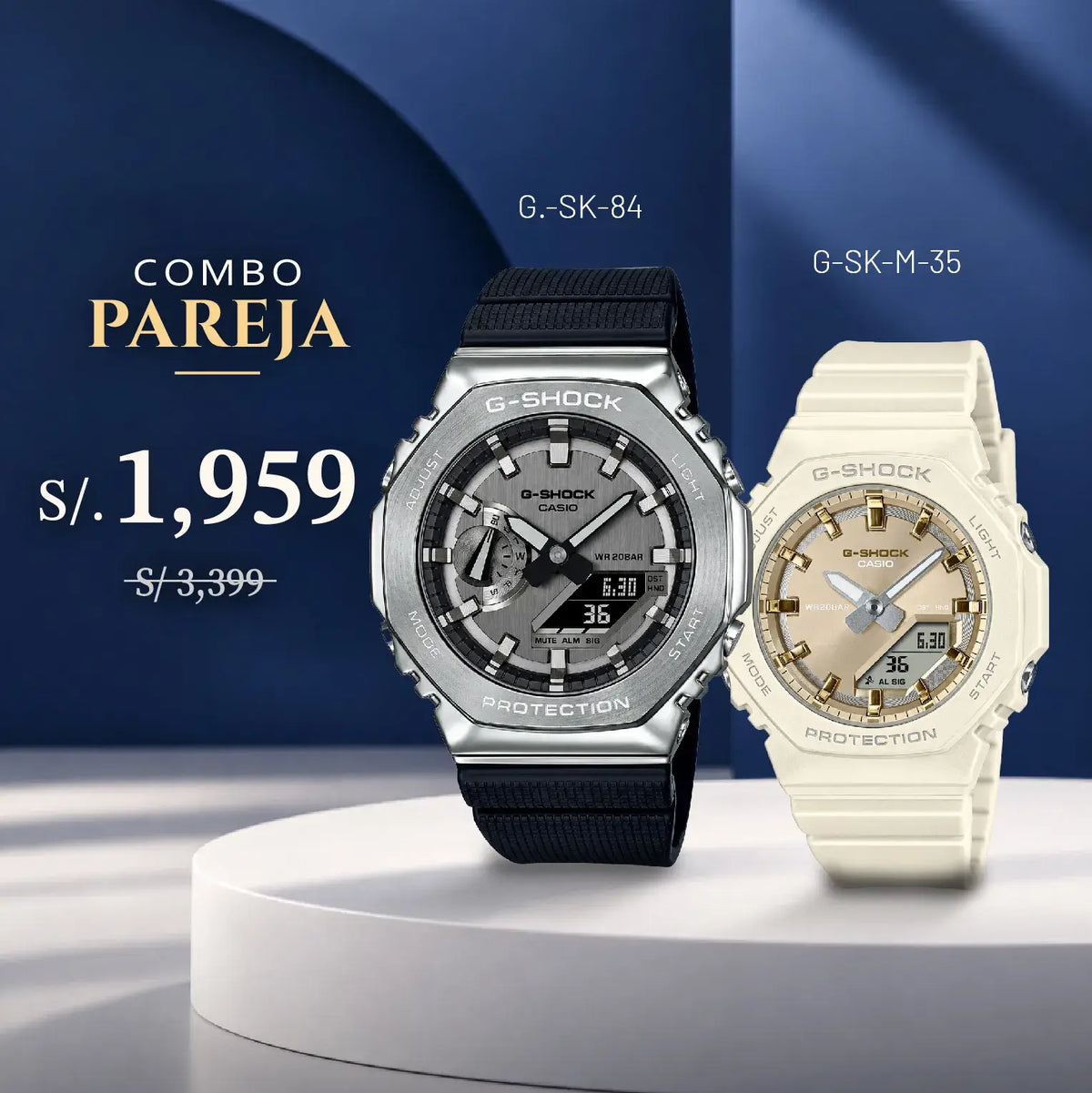 Relojes para Pareja: G-Shock GM-2100-1A y GMAP-2100ST-7A | PAR-37