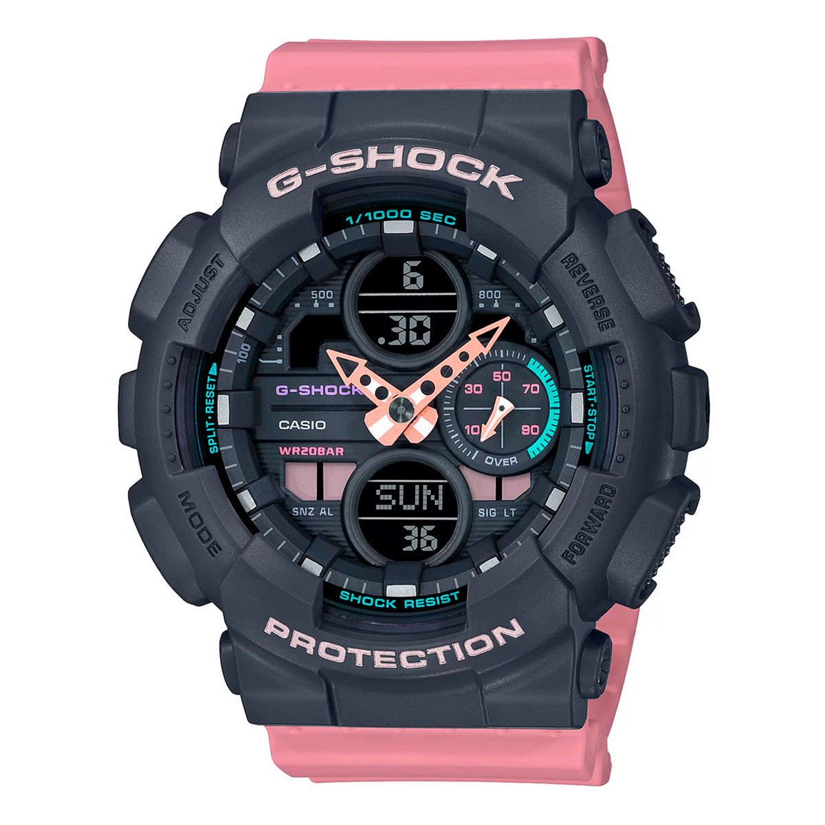 RELOJ G-SCHOCK NEGRO CON ROSADO GMA-S140-4A G-SK-M-14