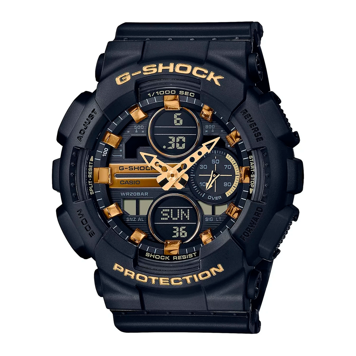 RELOJ BABY-G NEGRO CON DORADO GMA-S140M-1A G-SK-M-3