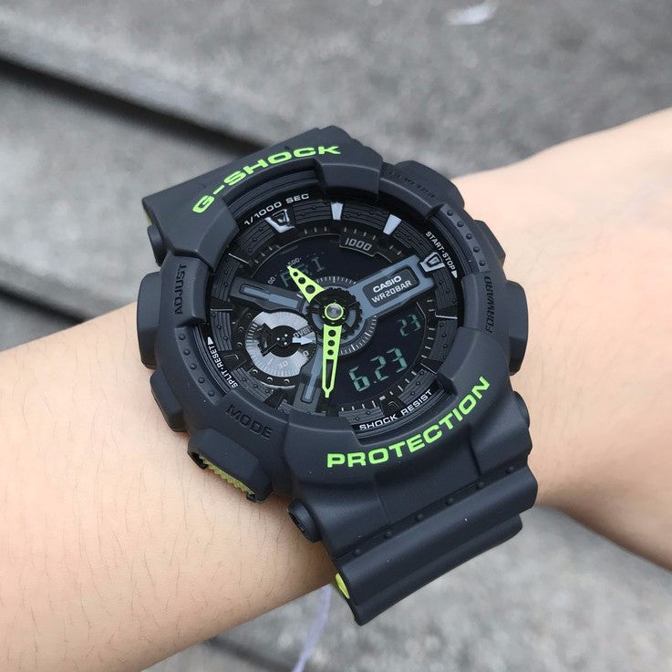 RELOJ G-SHOCK NEGRO CON VERDE G-S-1