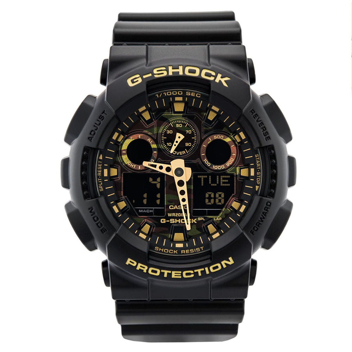 RELOJ G-SHOCK NEGRO CON CAMUFLAJE GA-100CF-1A9 G-SK-107