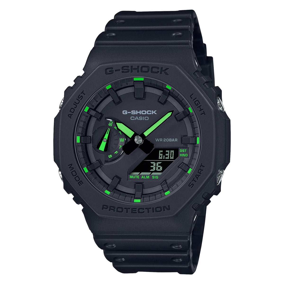 RELOJ G-SHOCK NEGRO CON VERDE GA-2100-1A3 G-SK-113