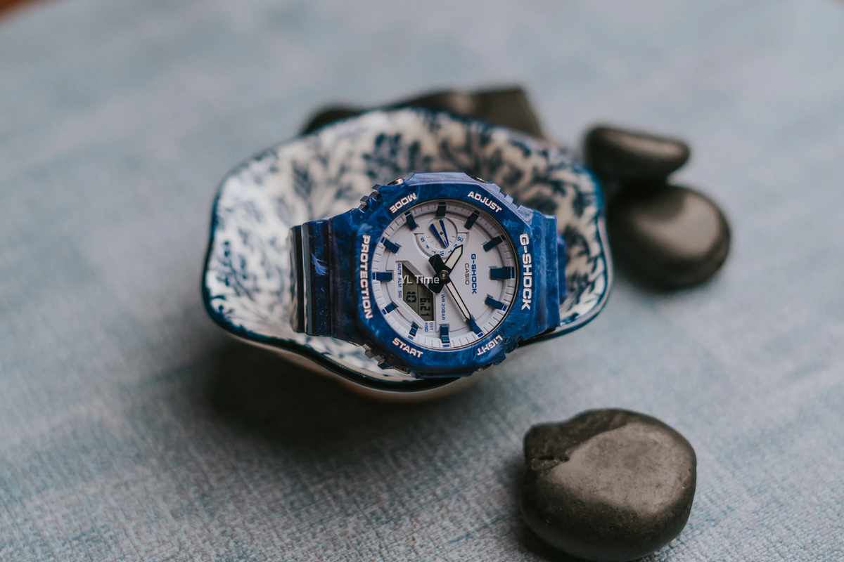 RELOJ G-SHOCK OCTAGONAL AZUL CON BLANCO G-S-148