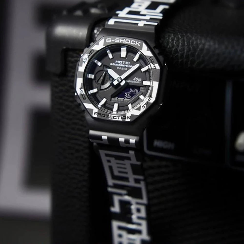 RELOJ G-SHOCK CARBÓN NEGRO CON BLANCO G-S-175