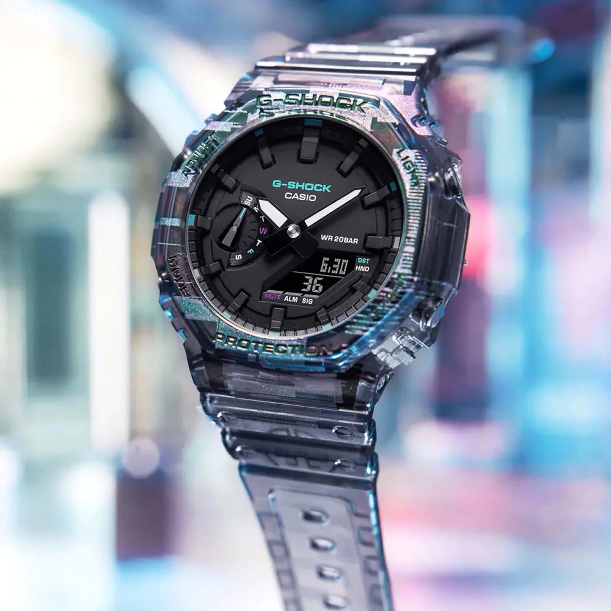 RELOJ G-SHOCK CARBÓN TRANSPARENTE MULTICOLOR G-S-155