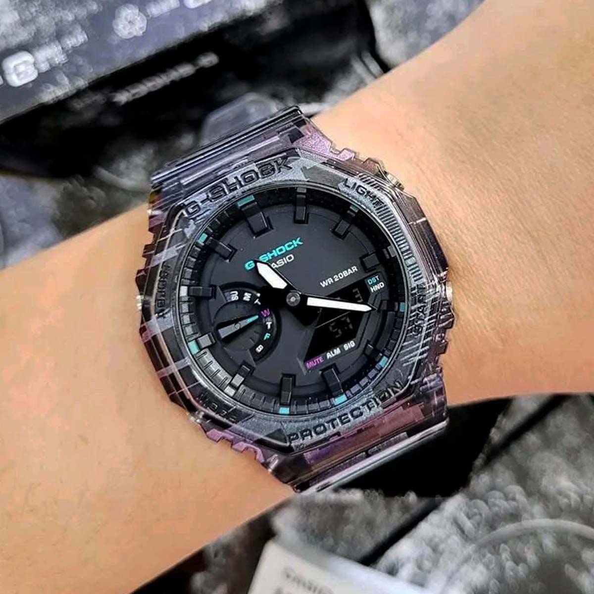 RELOJ G-SHOCK CARBÓN TRANSPARENTE MULTICOLOR G-S-155