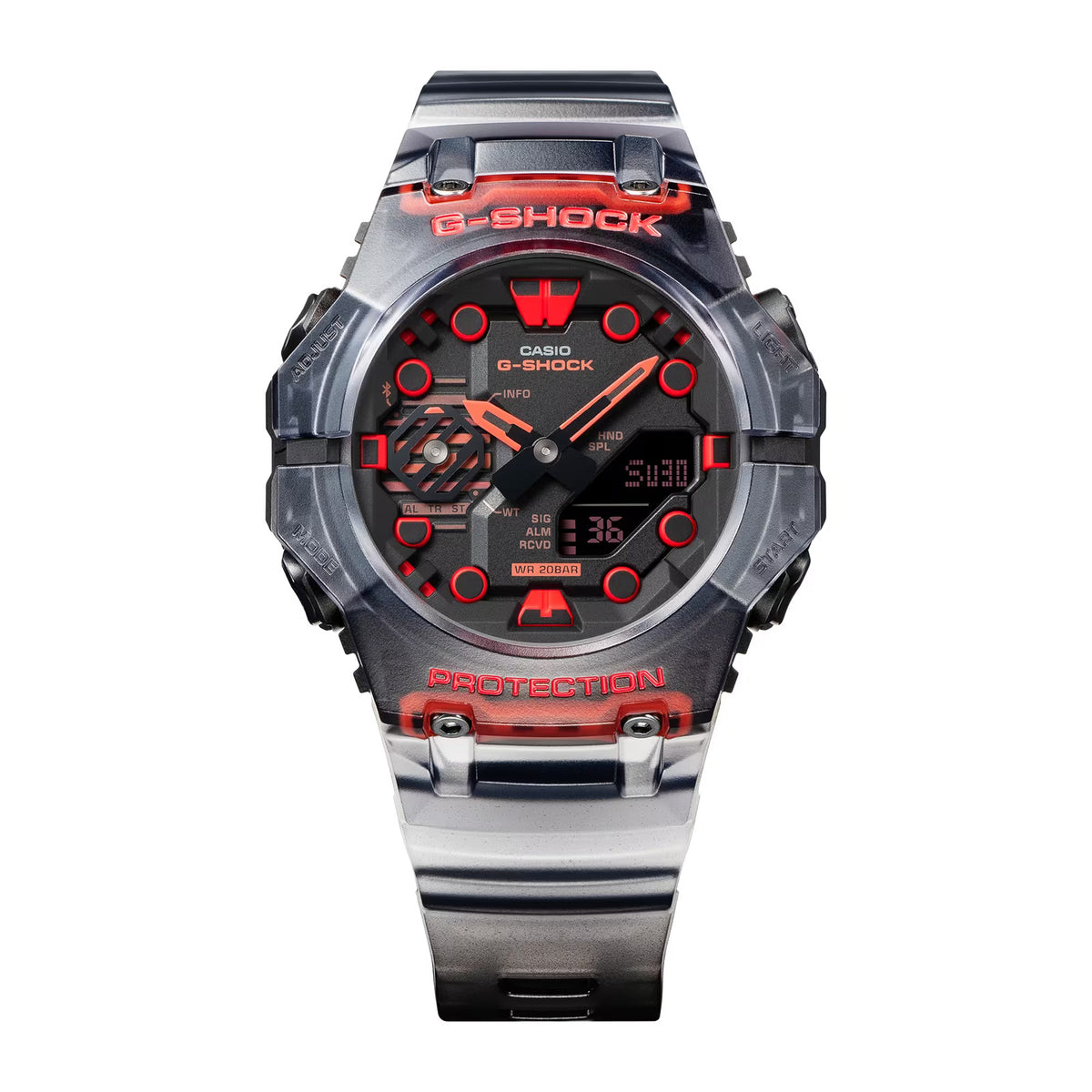 RELOJ G-SHOCK NEGRO CON ROJO TRANSLÚCIDO GA-B001G-1A G-SK-111