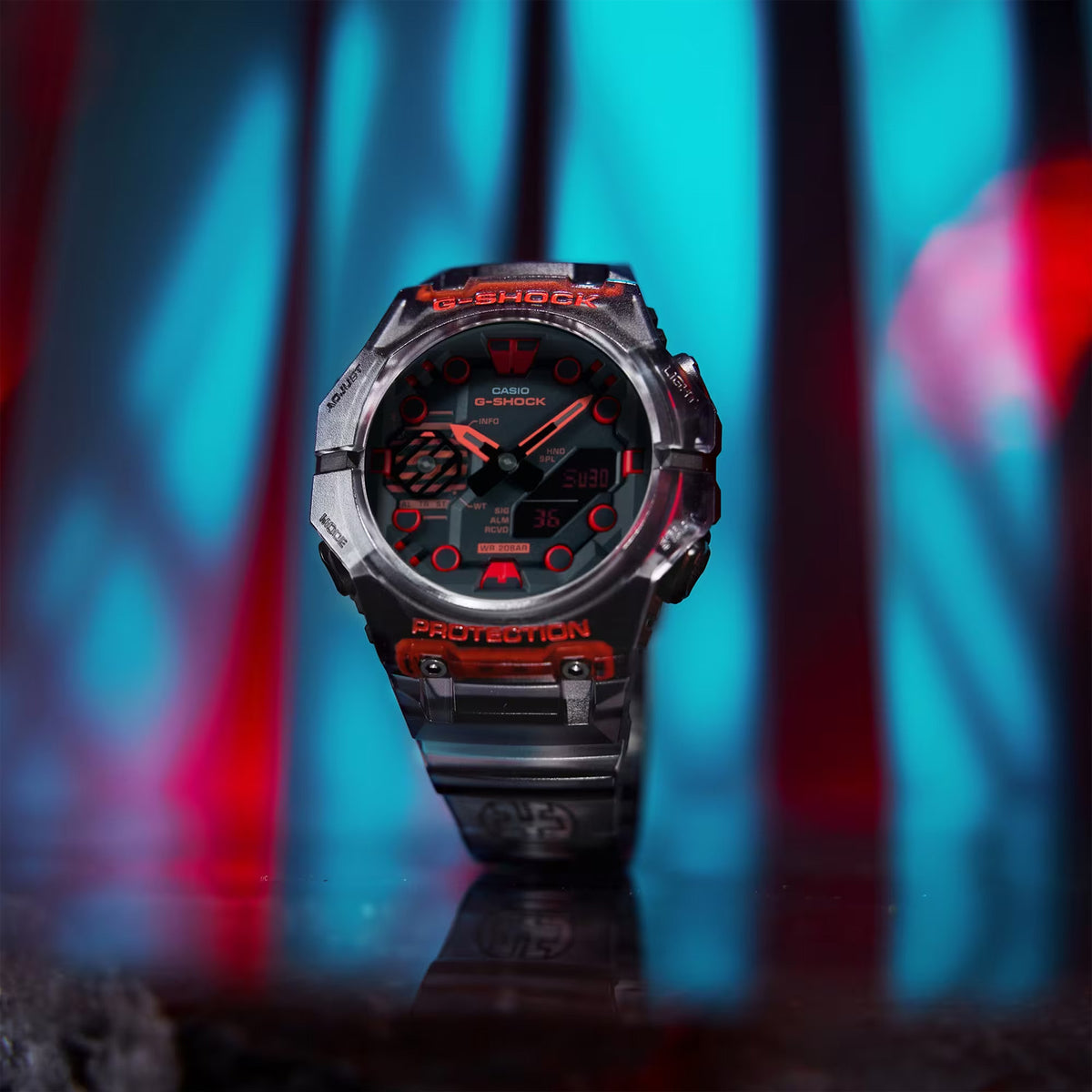 RELOJ G-SHOCK NEGRO CON ROJO TRANSLÚCIDO GA-B001G-1A G-SK-111