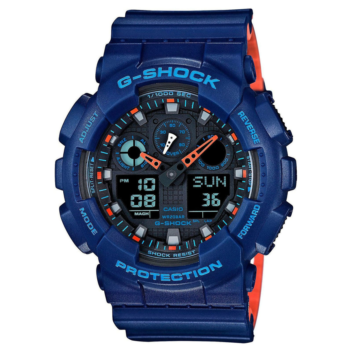 RELOJ G-SHOCK AZUL CON NARANJA GA-100L 2ACR G-SK-68