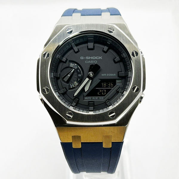 RELOJ G-SHOCK OCTAGONAL PLATEADO CON AZUL G-S-163